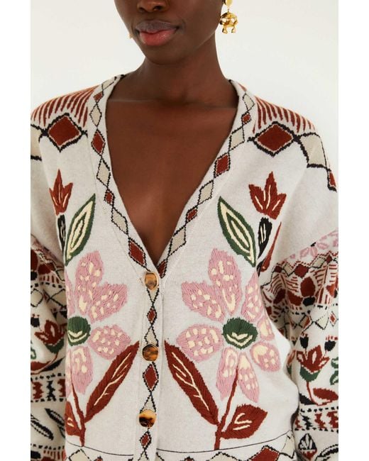 Farm Rio Multicolor Floral Embroidered Cardigan