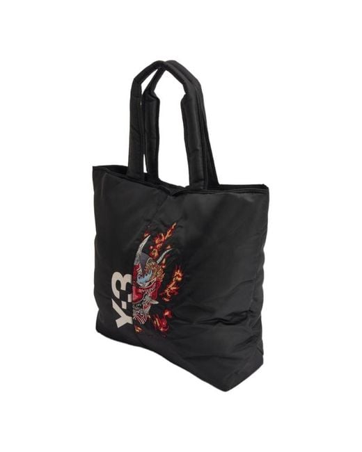 Y-3 Black Yashka Printed Tote Bag for men