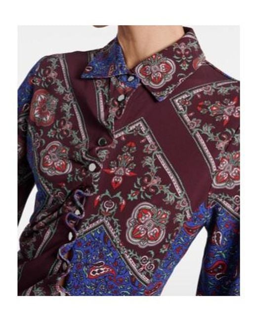 Rabanne Blue Asymmetric Paisley Printed Midi Dress
