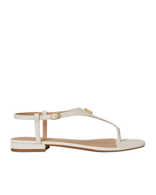 Ralph Lauren White Solid Color Flat Sandals