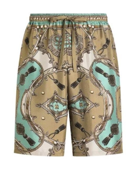 Dolce & Gabbana Green Foulard Print Shorts for men