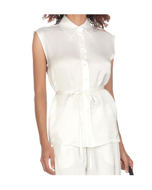 Fabiana Filippi White Tied Waist Sleeveless Shirt