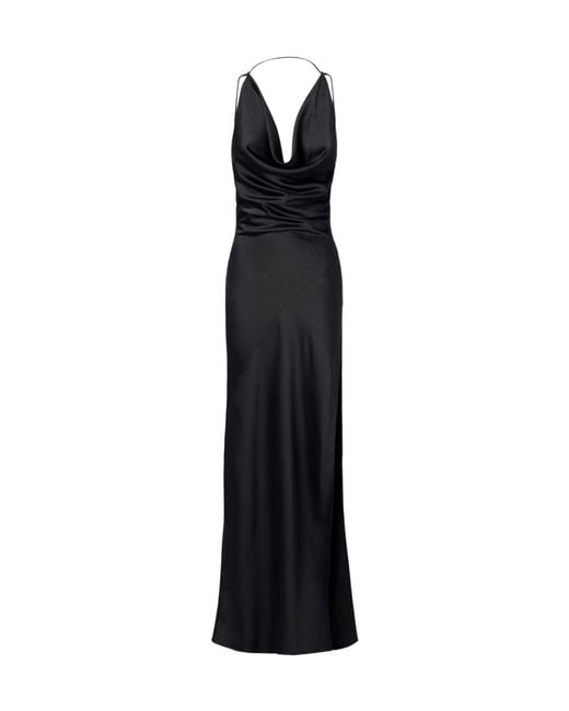ANDAMANE Black Vera Cowl-Neck Ruched-Waist Maxi Dress