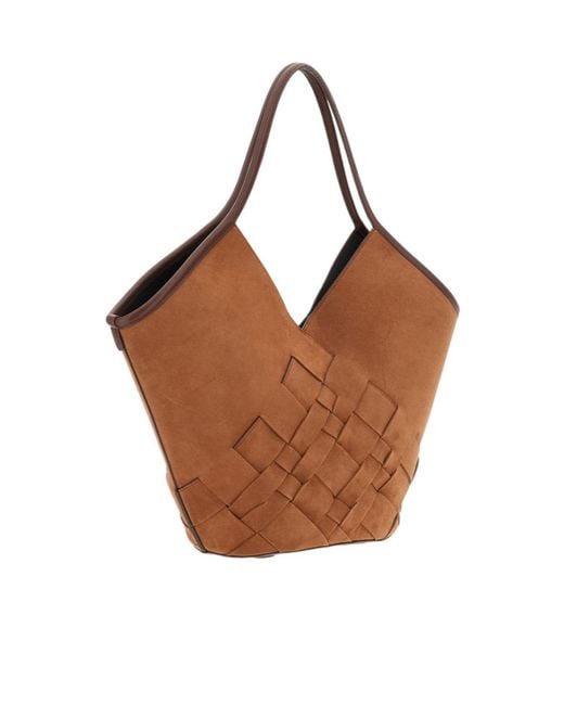 Hereu Brown Interlock V-Shape Tote Bag