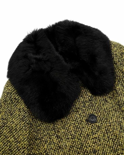 Max Mara Green Fur Collar Coat