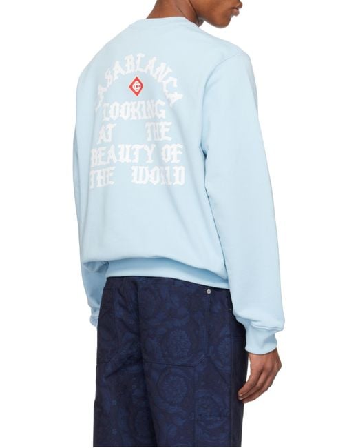 Casablanca Blue Logo Printed Crewneck Sweatshirt for men