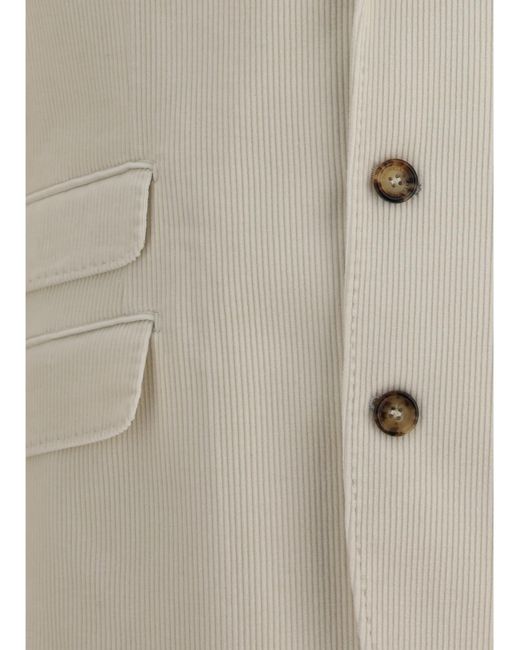 Brunello Cucinelli White Single Breasted Long Sleeved Blazer for men