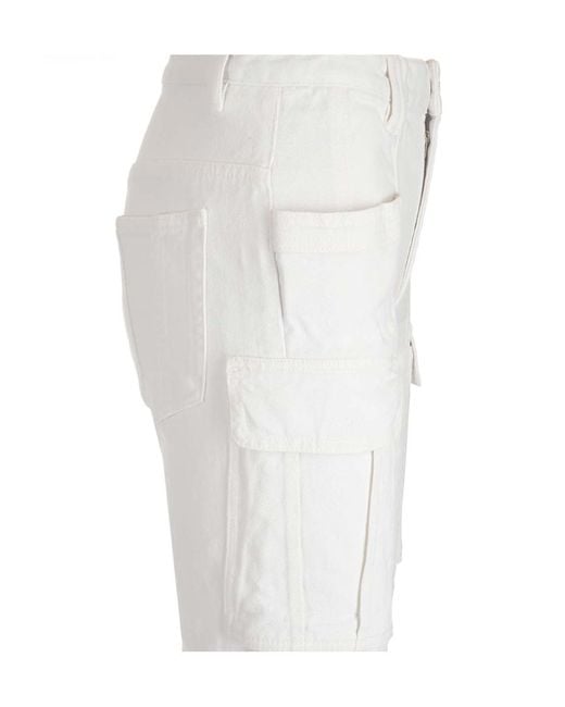 Isabel Marant White Cargo Pocket Straight-Leg Jeans