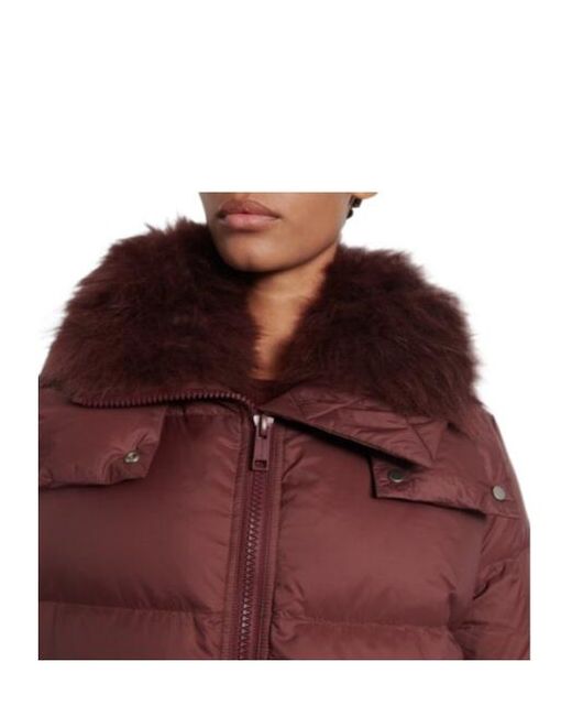 Yves Salomon Red Warm Hooded Down Jacket