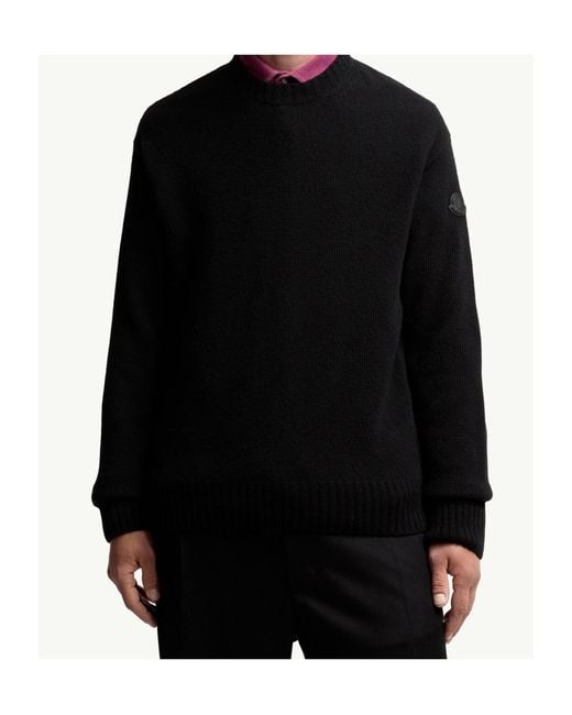 Moncler Black Wool Cashmere Blend Sweater for men