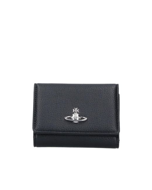 Vivienne Westwood Black Logo Engraved Wallets