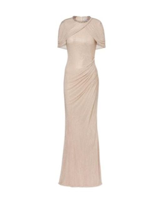 Self-Portrait Natural Embellished Caped Maxi Dress