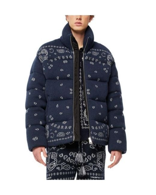 Alanui Blue Bandana Jacquard Puffer Jacket for men