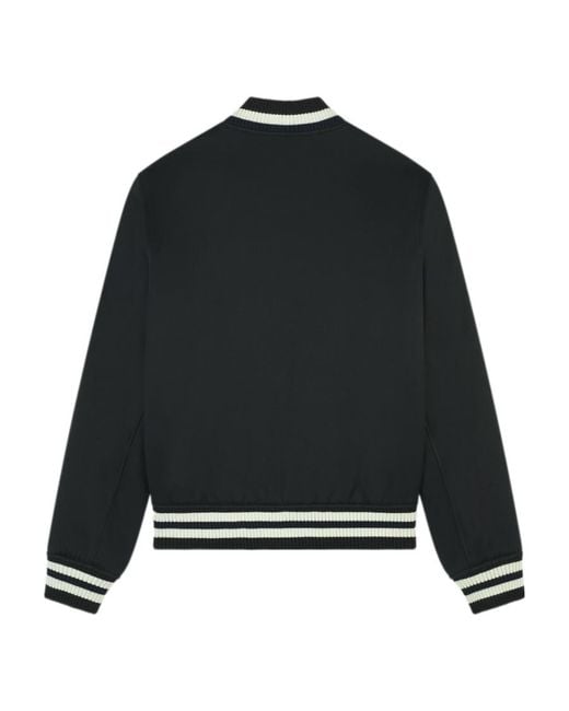 Maison Kitsuné Black Maison Kitsuné Logo Embroidered Bomber Jacket for men