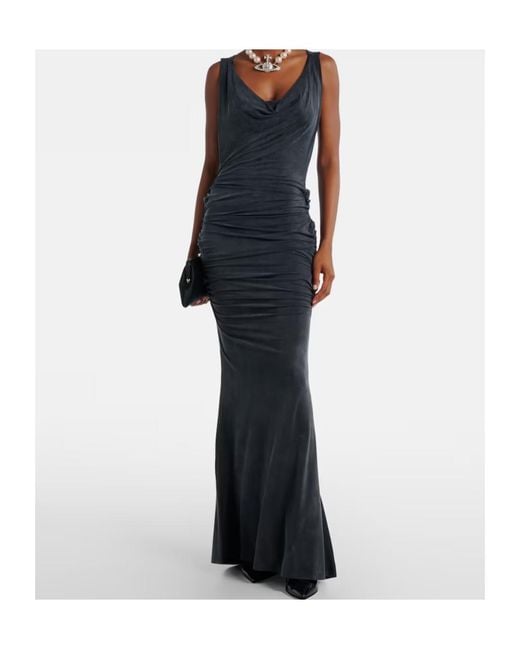 Vivienne Westwood Black Liz Draped Jersey Maxi Dress