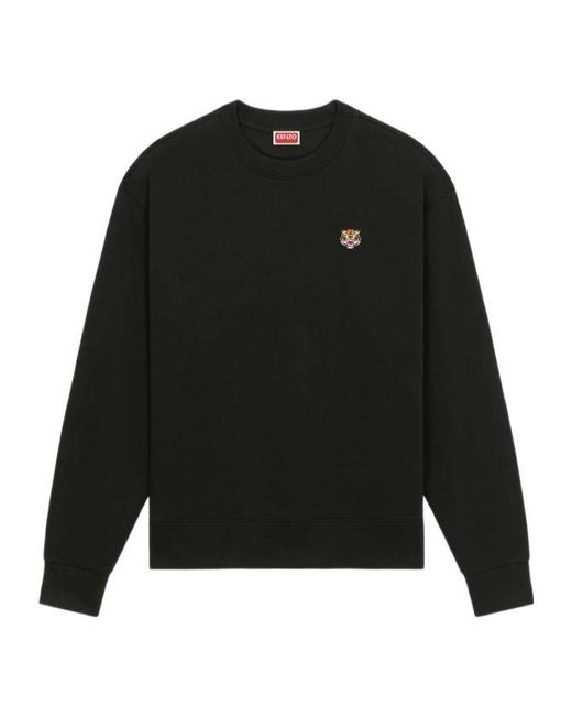 KENZO Black Lucky Tiger Embroidered Crewneck Sweatshirt for men