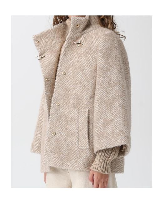 Fay Natural Hook-Closure Cape Coat