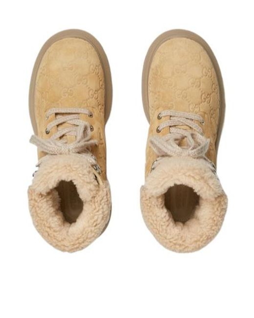 Gucci Natural Lace-Up Ankle Boots