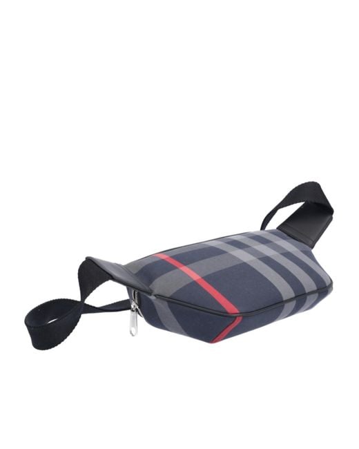 Burberry Blue Check Pattern Zipped Belt Bag for men