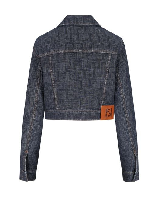 Fendi Blue Ff Cropped Denim Jacket