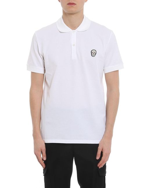 McQueen White Logo Short-Sleeved Polo Shirt for men