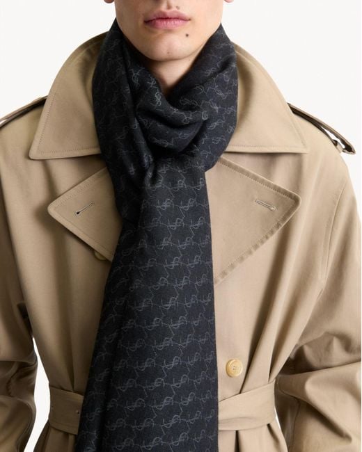 Saint Laurent Black Raw Edge Scarf for men