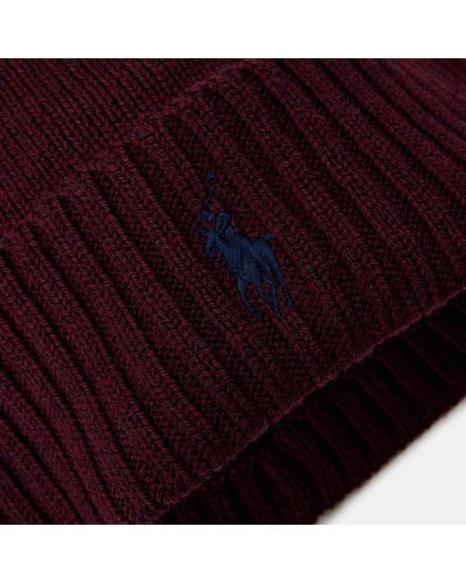 Polo Ralph Lauren Red Little Pony Merino Wool Knitted Hat for men