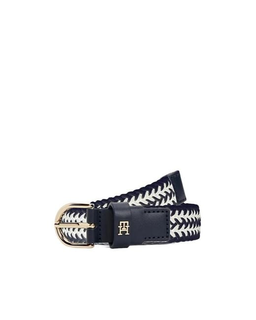 Tommy Hilfiger Blue Essential Th Monogram Braided Elastic Belt
