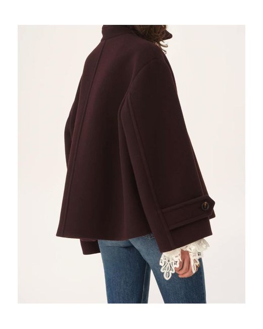 Chloé Purple Chloé Double-Breasted Oversized Short Coat