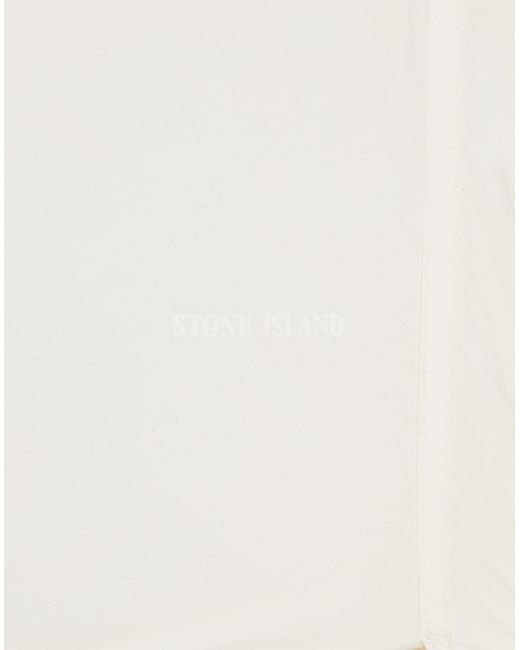 Stone Island White Logo-Print Swim Shorts for men