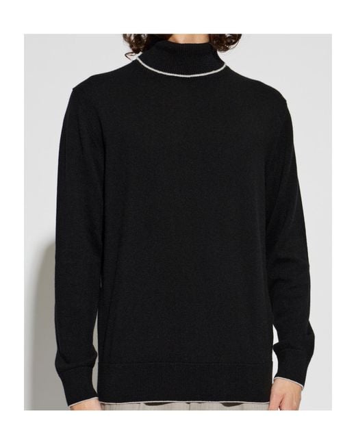 Eleventy Black Contrast-Trim Turtleneck Knitted Sweater for men