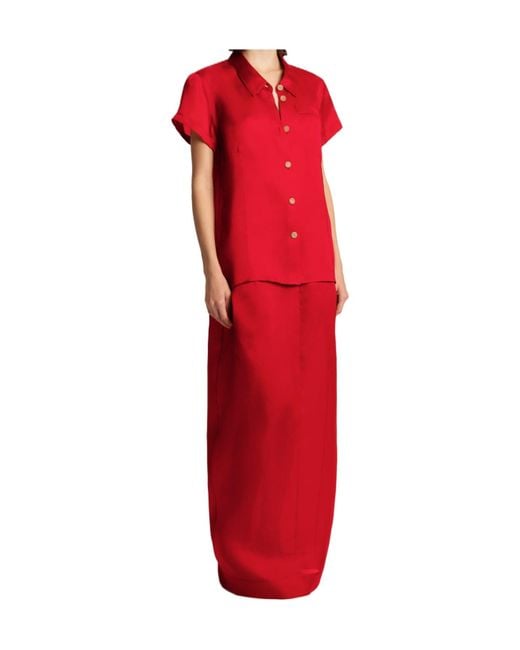 Khaite Red Lucian Skirt