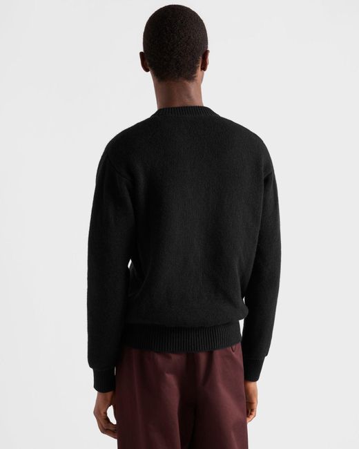 Prada Black Cashmere Crew-Neck Sweater for men