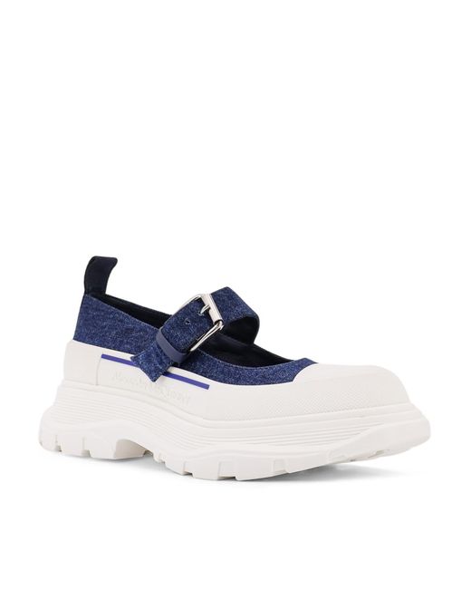 Alexander McQueen Blue Denim Mary Jane Shoes