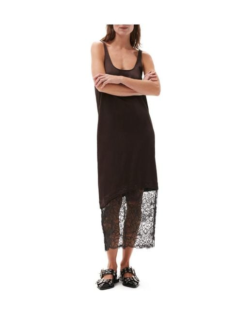 Ganni Brown Lace Midi Dress
