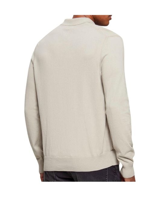 Boss Gray Collared Long-Sleeved Knit Sweater for men