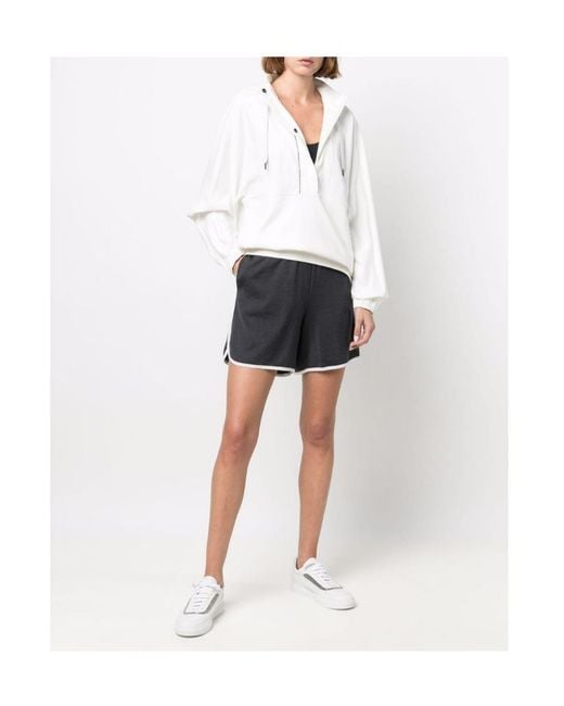 Brunello Cucinelli White Short-Zip Pullover Hoodie