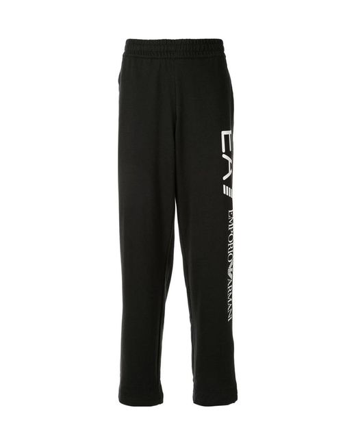 EA7 Black Logo-Print Track Pants for men
