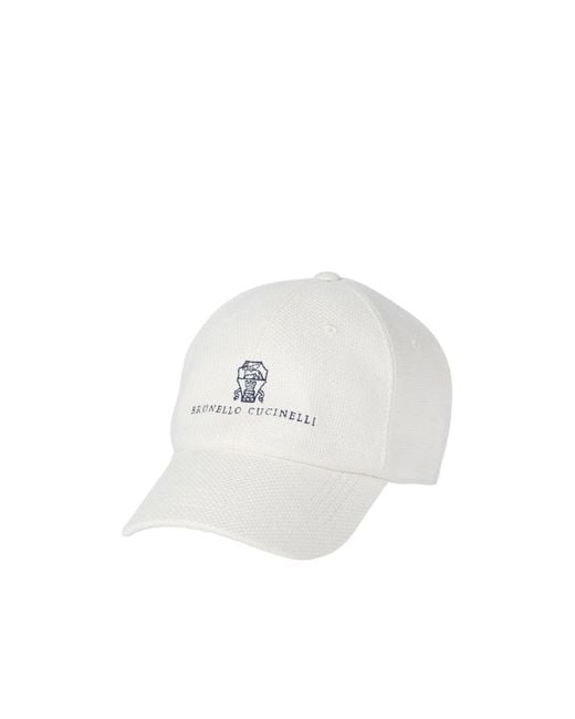 Brunello Cucinelli White Embroidered-Logo Baseball Cap for men