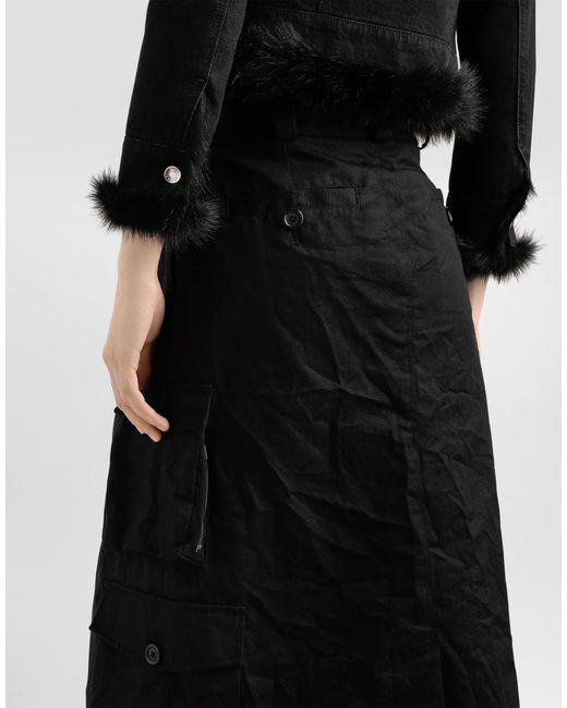 Dolce & Gabbana Black Drawstring Midi Cargo Skirt