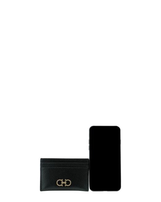 Ferragamo Black Ferragamo Gancini Bifold Card Holder Wallet