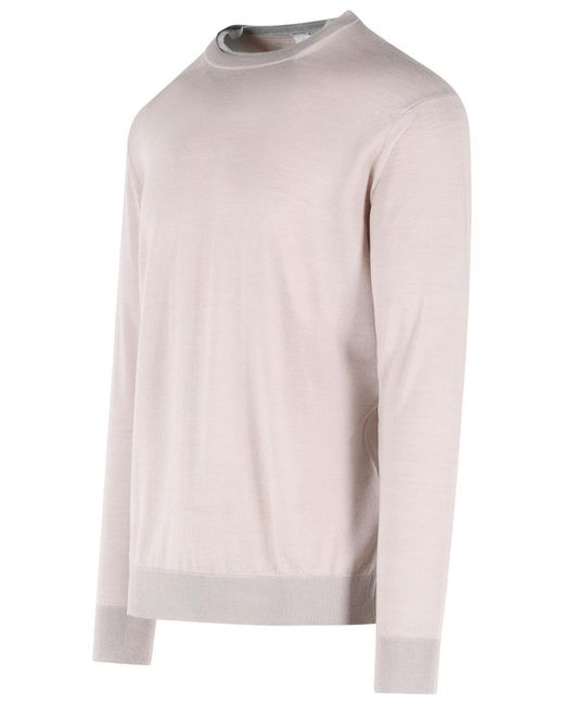 Eleventy Pink Ribbed-Knit Crewneck Jumper for men