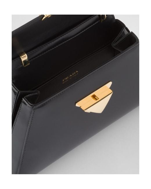 Prada Black Medium Brushed Leather Handbag