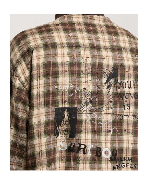 Palm Angels Brown Checked Shirt for men