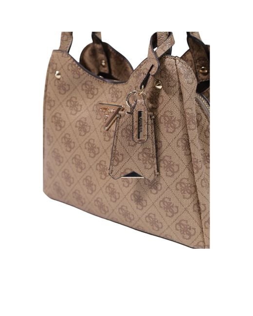 Guess Brown Logo-Pattern Tote Bag