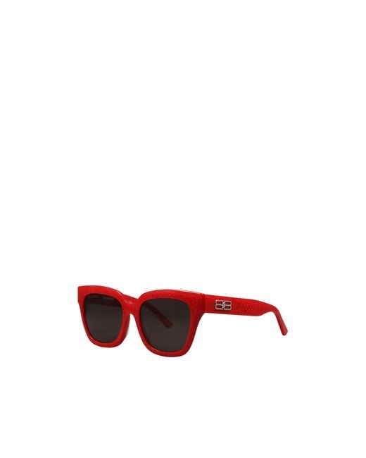 Balenciaga Red Square Frame Sunglasses