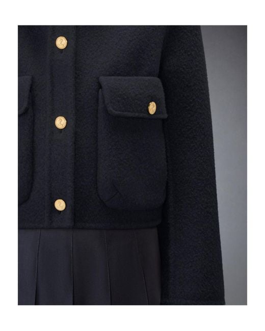 Thom Browne Blue Bell-Sleeve Wool Jacket