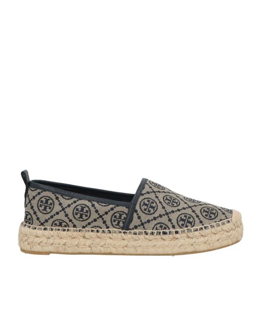 Tory Burch Gray Canvas Loafers