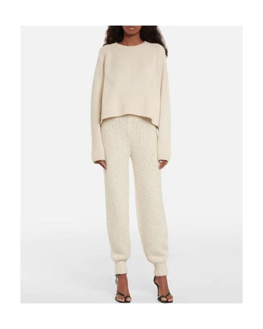 Khaite White Rib Knitted Trousers