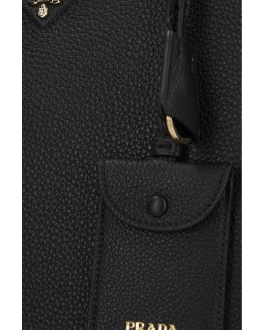 Prada Black Triangle Logo Top Handle Bag
